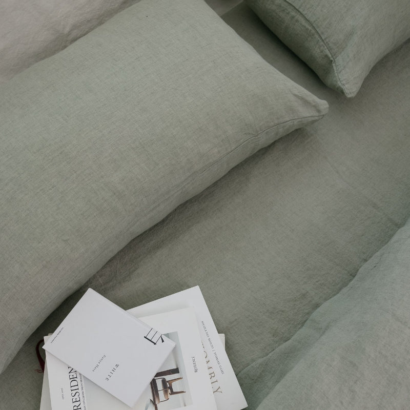 Sömn Luxury Linen Bedding | Pillowcase Linen Bedding Sömn Home Mineral Green #color_mineral-green