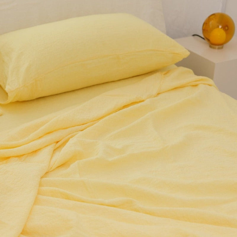 Sömn Luxury Linen Bedding | Flat Sheet Linen Bedding Sömn Home #color_lemon