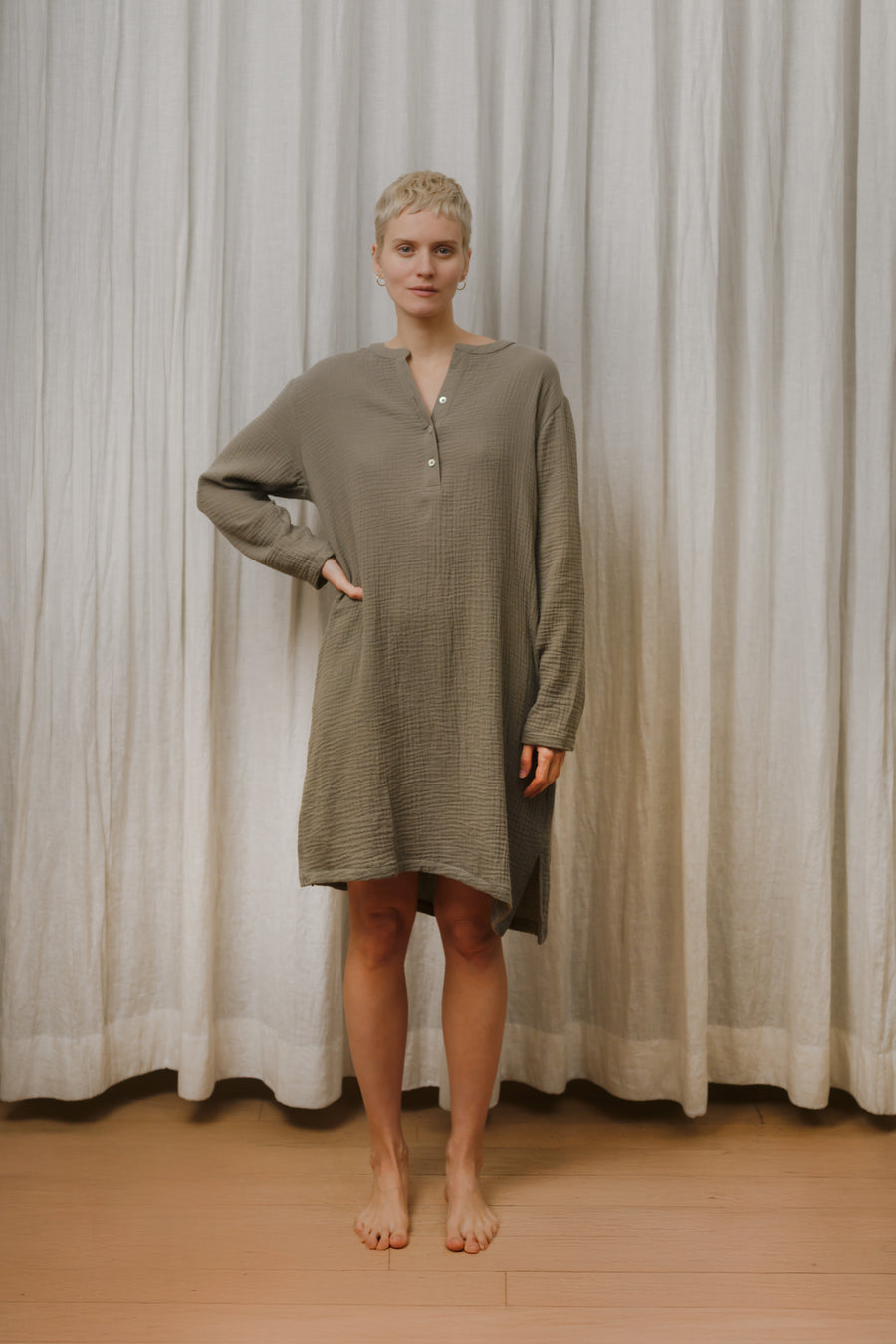 Organic Gauze Cotton Long Nightshirt