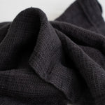 Dark gray textured linen fabric on a white background
