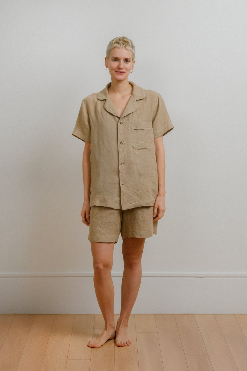 Sömn Premium Linen Short-Sleeve Shirt | Sömn Home #color_oatmeal