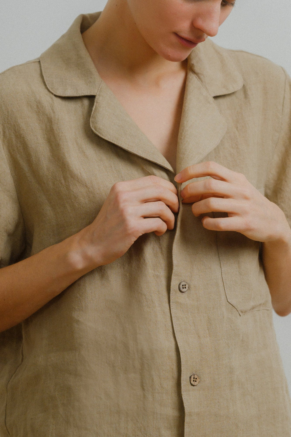 Sömn Premium Linen Short-Sleeve Shirt | Sömn Home #color_oatmeal 