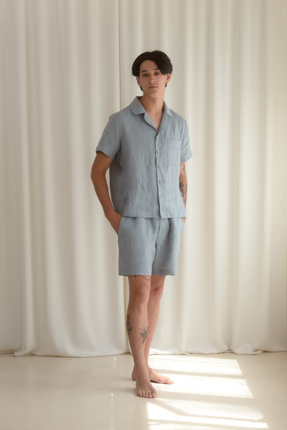 Sömn Premium Linen Sleep & Lounge Shorts | Sömn Home #color_lake_blue