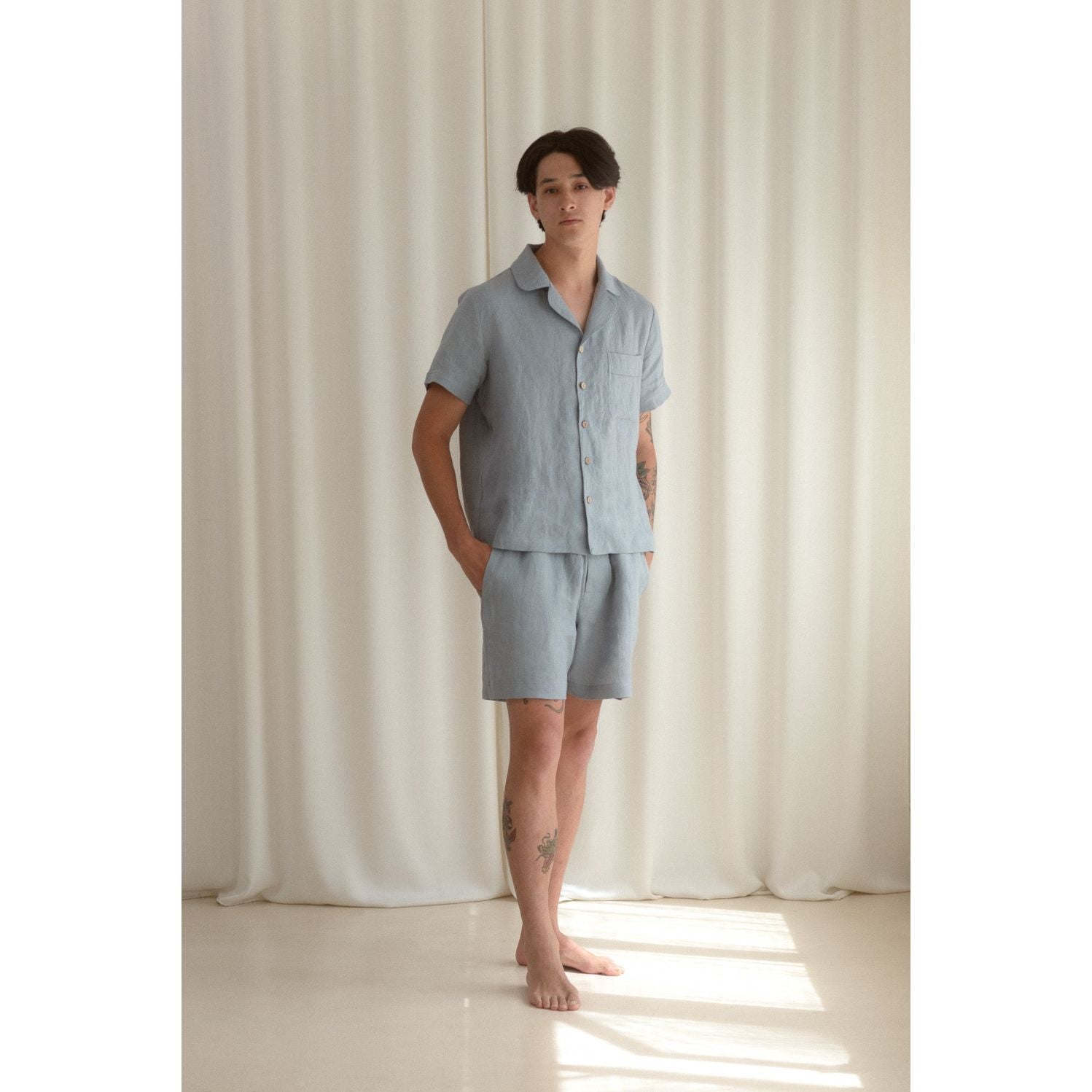 Sömn Premium Linen Sleep & Lounge Shorts | Sömn Home #color_lake_blue