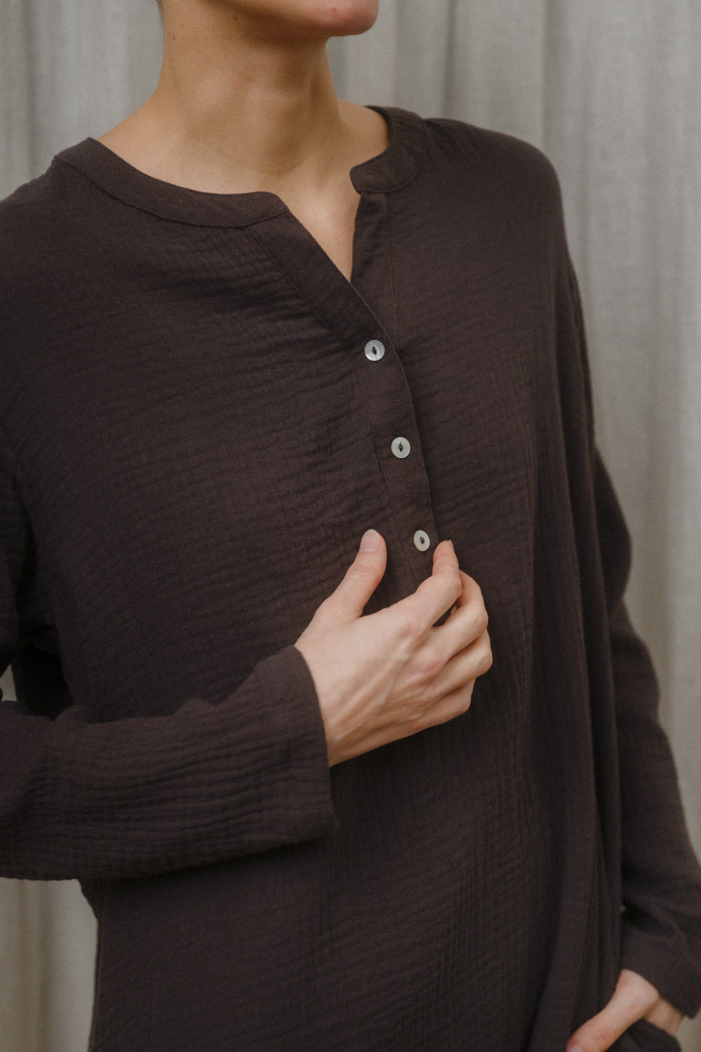 Sömn Premium Organic Gauze Cotton Long Nightshirt | Loungewear Sömn Home #color_prune