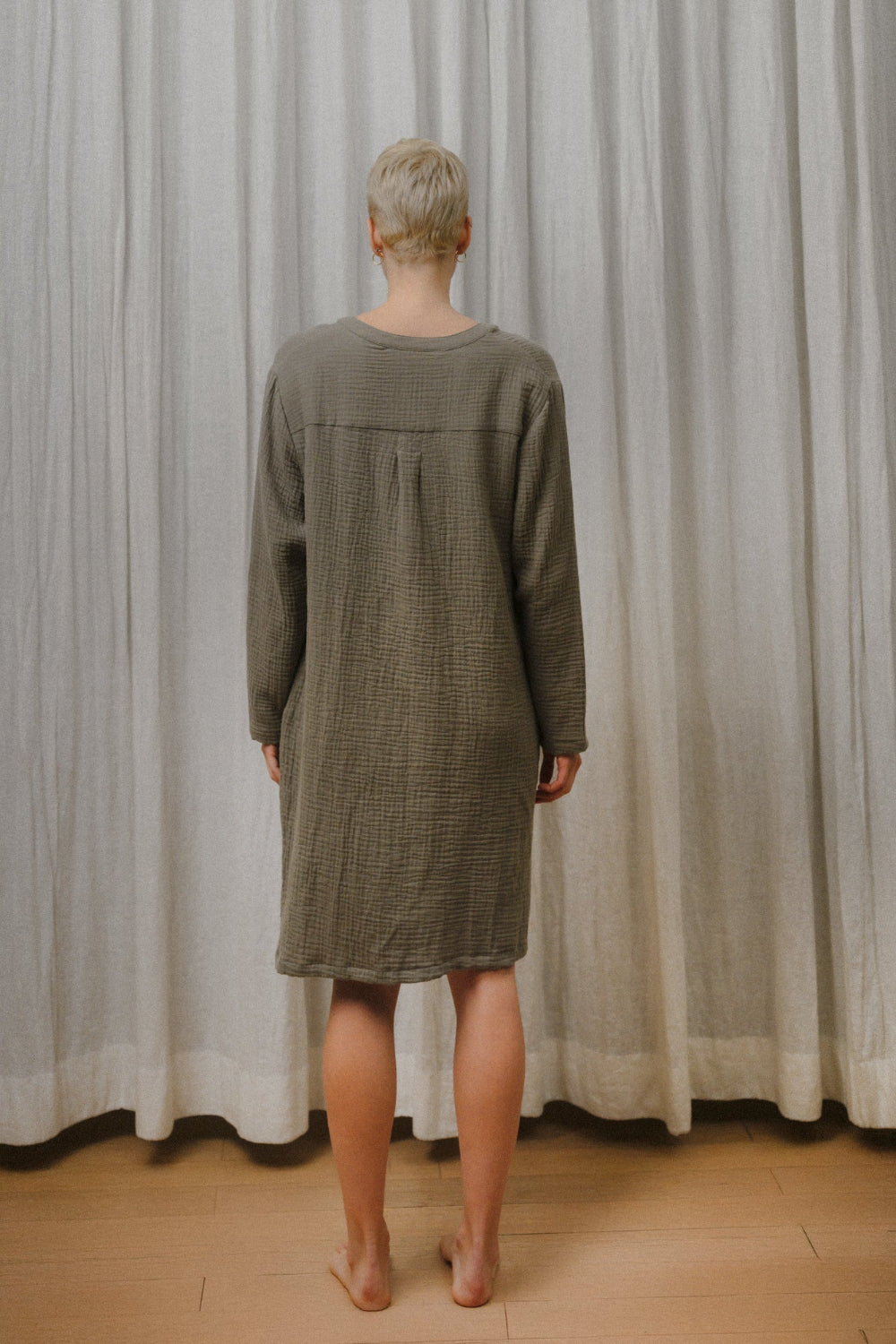 Sömn Premium Organic Gauze Cotton Long Nightshirt | Loungewear Sömn Home #color_olive