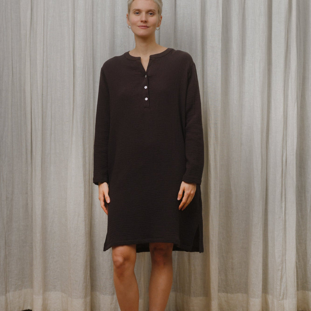 Sömn Premium Organic Gauze Cotton Long Nightshirt | Loungewear Sömn Home #color_prune