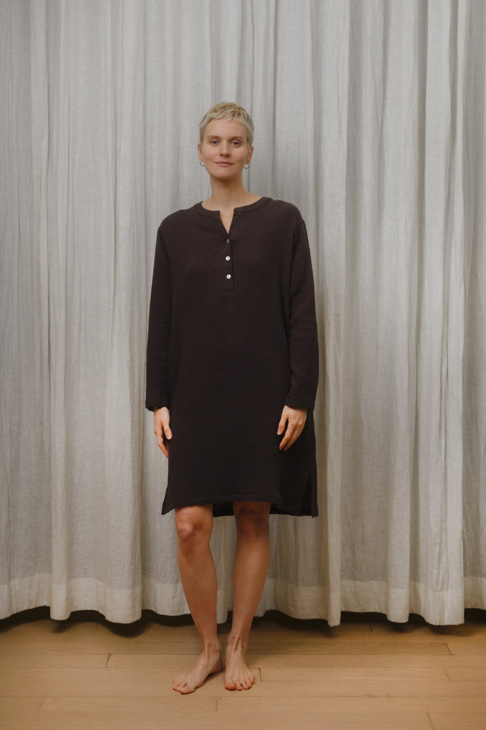 Sömn Premium Organic Gauze Cotton Long Nightshirt | Loungewear Sömn Home #color_prune