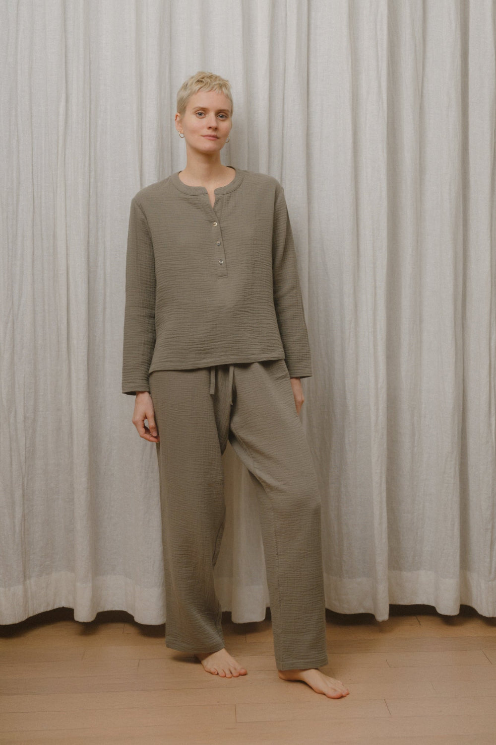 Sömn Premium Organic Cotton Gauze Sleepwear | Loungewear Pants Sömn Home #color_olive