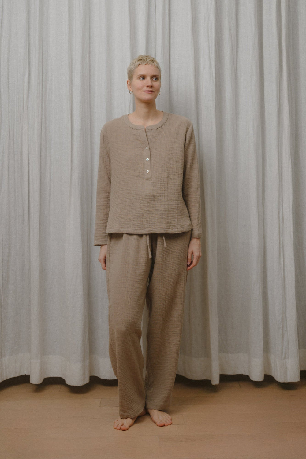 Sömn Premium Organic Cotton Gauze Sleepwear | Loungewear Pants Sömn Home #color_chai