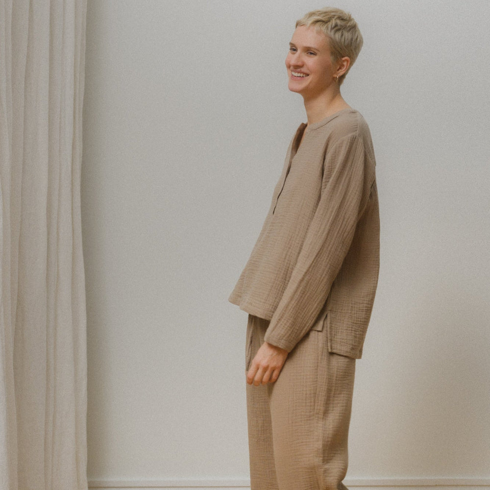 Sömn Premium Organic Cotton Gauze Sleepwear | Loungewear Set Sömn Home #color_chai