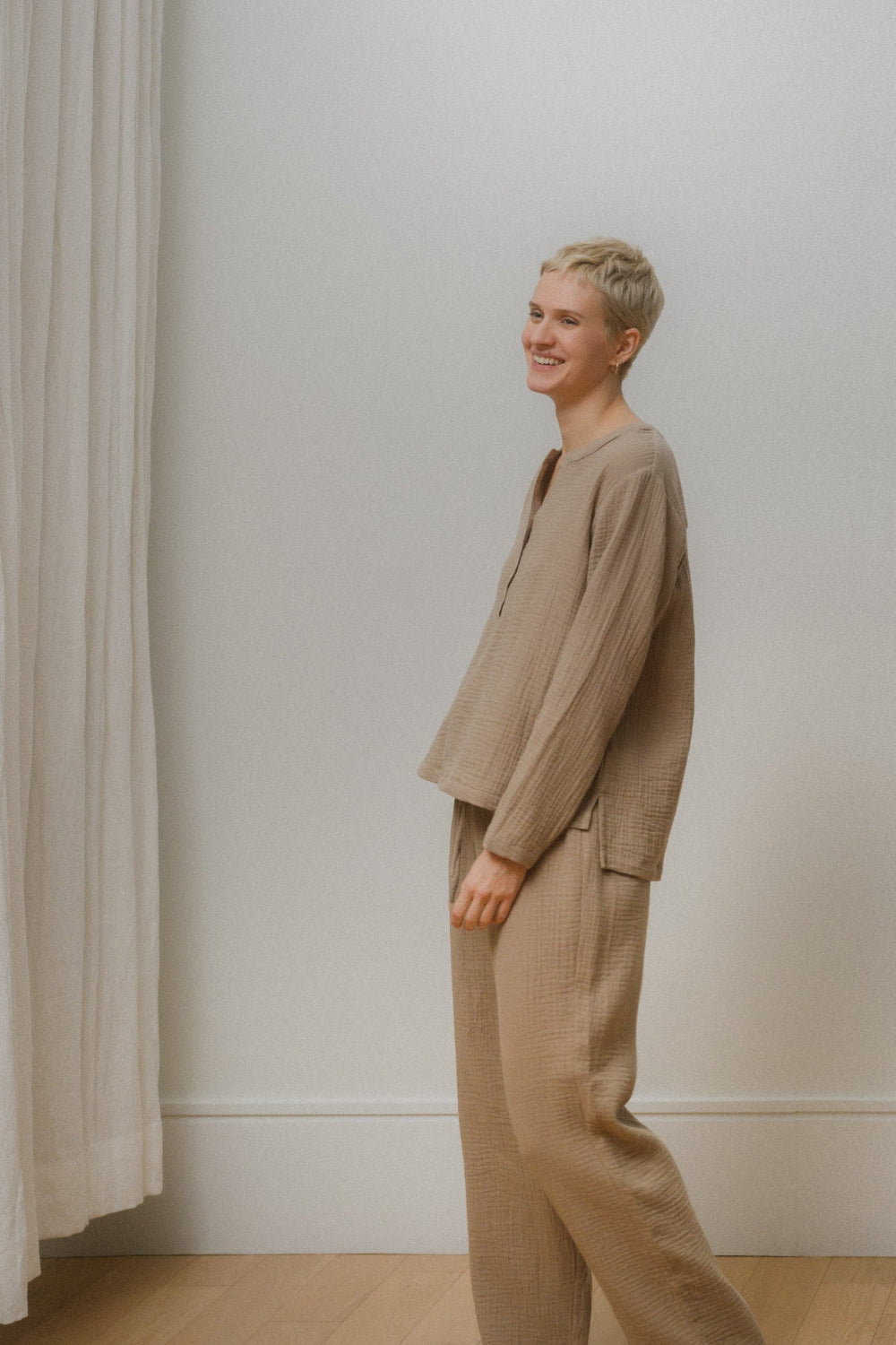 Sömn Premium Organic Cotton Gauze Sleepwear | Loungewear Set Sömn Home #color_chai