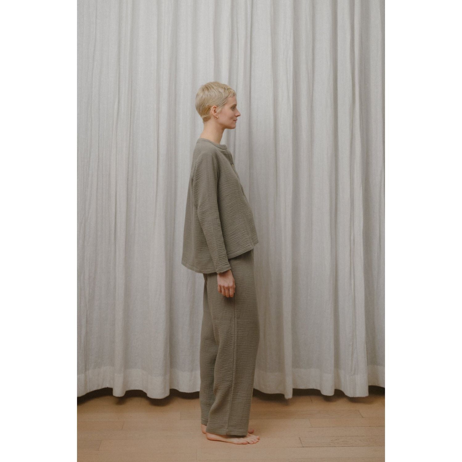 Sömn Premium Organic Cotton Gauze Sleepwear | Loungewear Set Sömn Home #color_olive