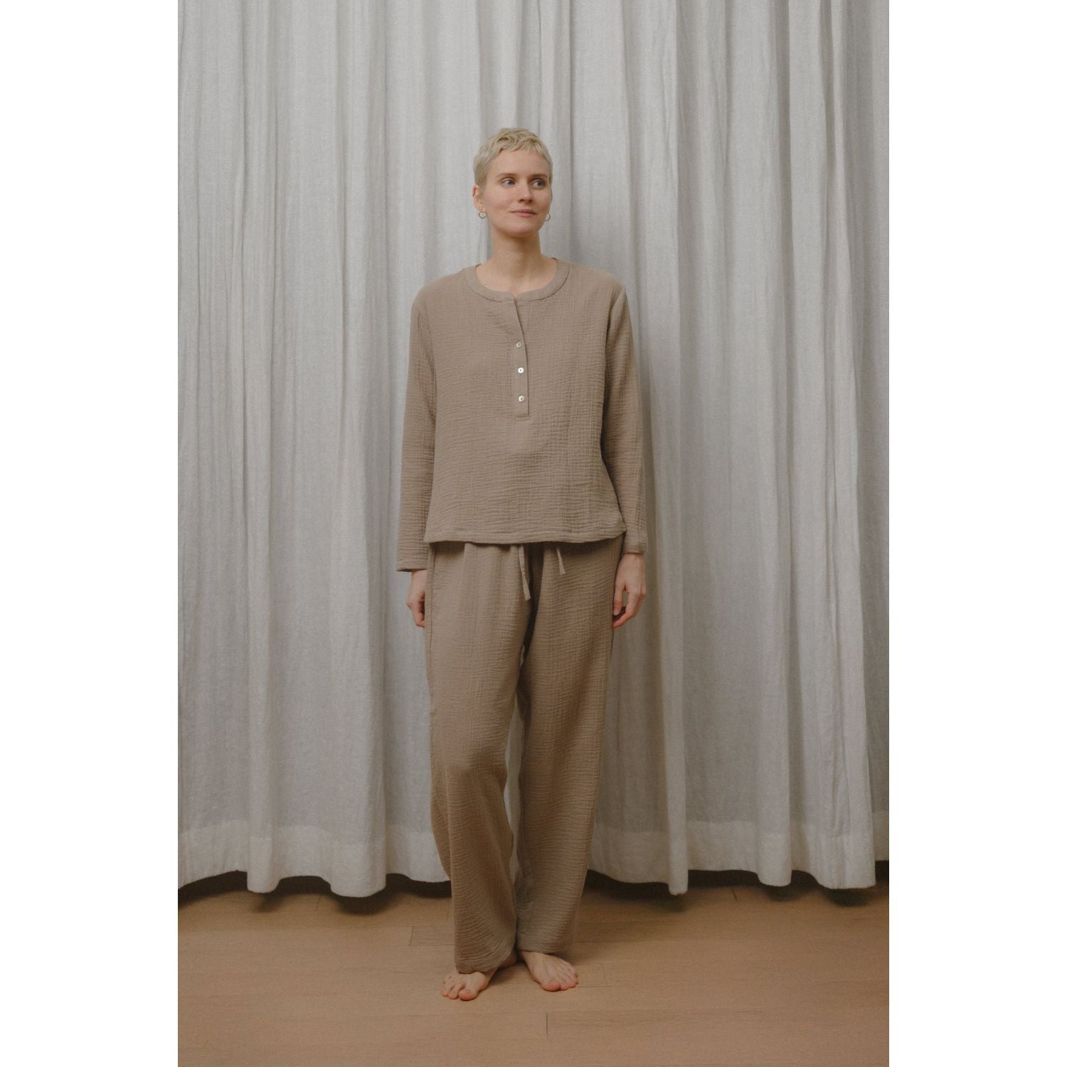 Sömn Premium Organic Cotton Gauze Sleepwear | Loungewear Set Sömn Home #color_chai