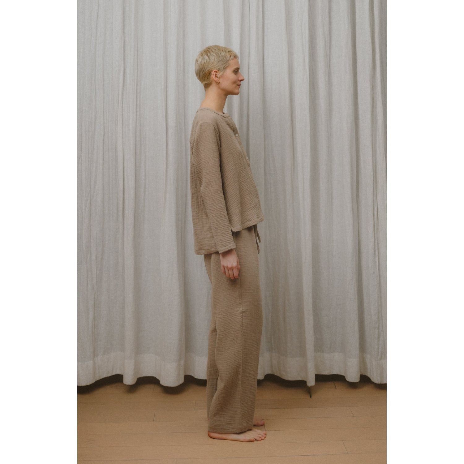 Sömn Premium Organic Cotton Gauze Sleepwear | Loungewear Set Sömn Home #color_chai