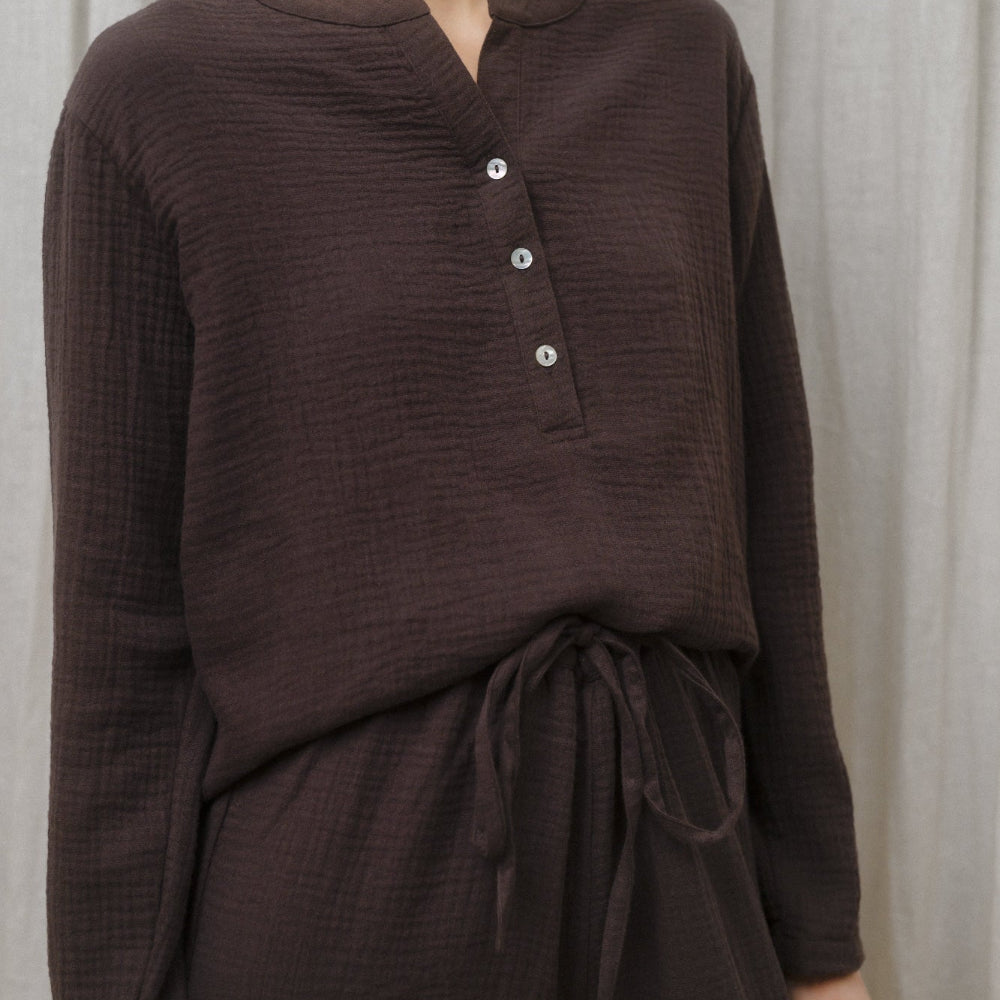 Sömn Premium Organic Cotton Gauze Sleepwear | Loungewear Shirt Sömn Home #color_prune