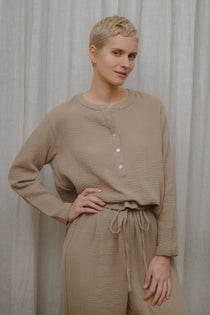 Sömn Premium Organic Cotton Gauze Sleepwear | Loungewear Sömn Home #color_chai