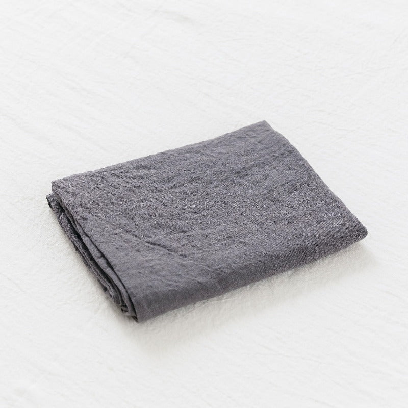 Charcoal grey linen bedding by Somn Home Canada #color_charcoal-grey
