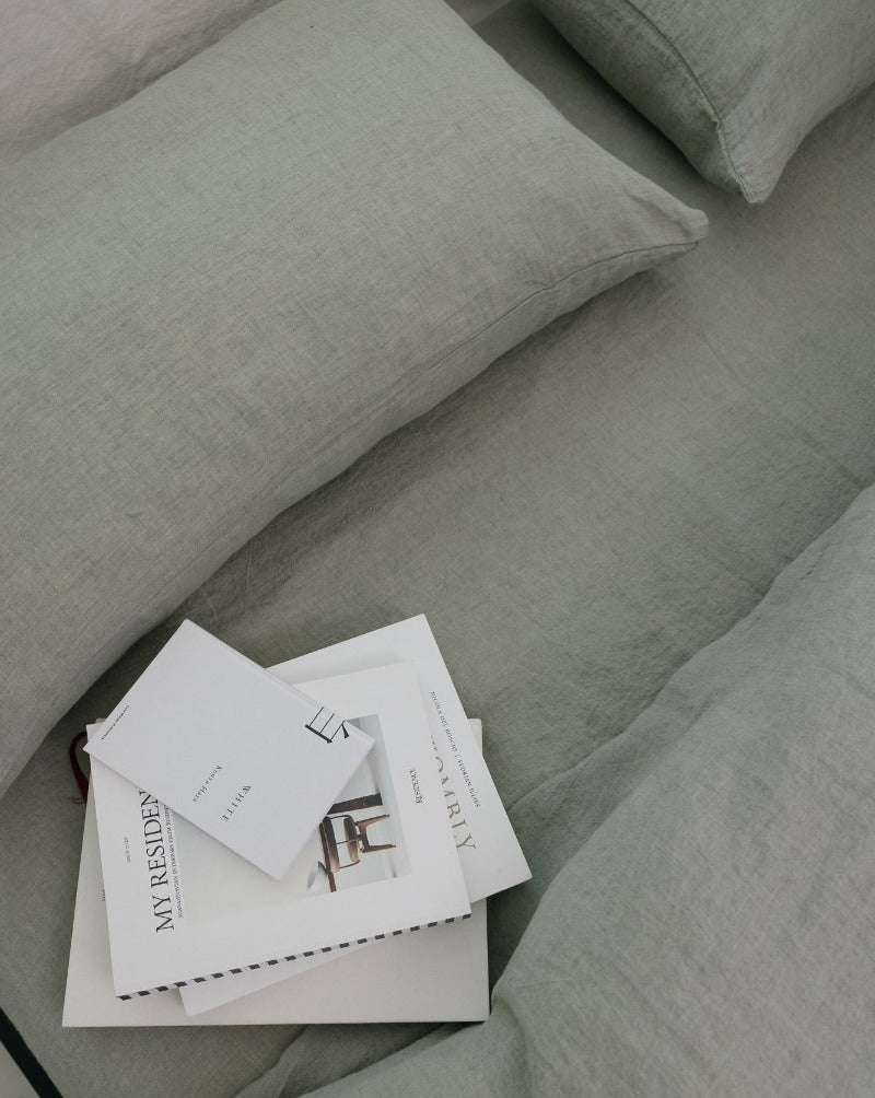 Sömn Luxury Linen Bedding | Fitted Sheet Linen Bedding Sömn Home #color_mineral-green