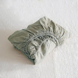 Sömn Luxury Linen Bedding | Fitted Sheet Linen Bedding Sömn Home Queen Mineral Green #color_mineral-green