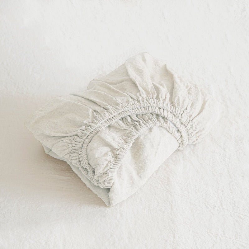 Sömn Luxury Linen Bedding | Fitted Sheet Linen Bedding Sömn Home Queen Off White 